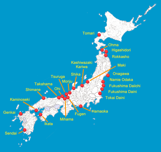 map Japan's nuclear stations