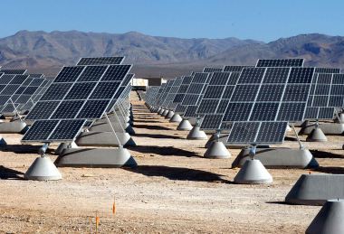 Solar array at Nellis Air Force Base. USAF photo. Public Domain. Wikimedia Commons.